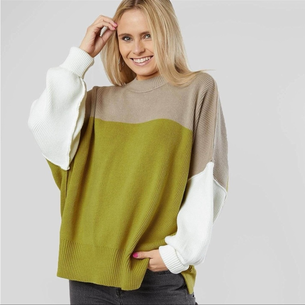 Free People easy street color block sweater